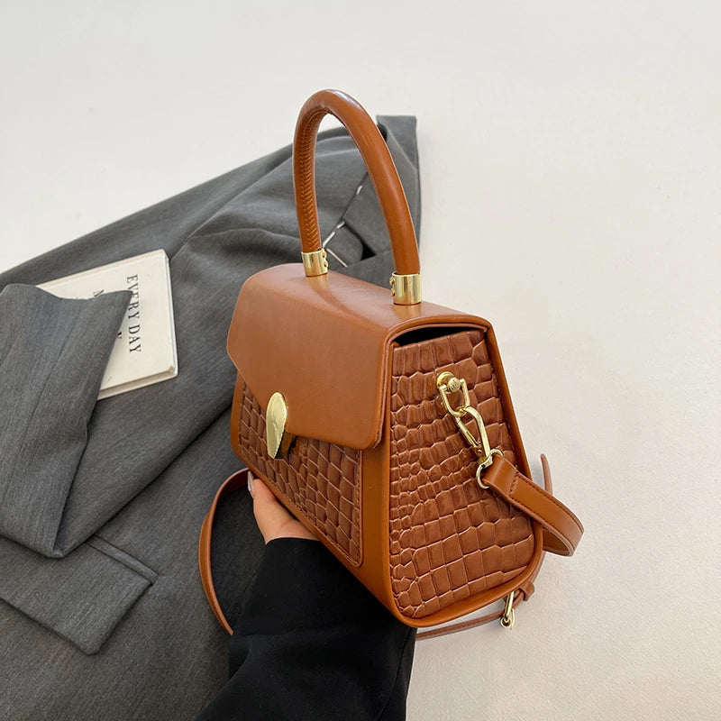 Luxury Black Handbag Classic Women Bag 2024 New Designer Shoulder Bag High Quality Solid Pu Leather Crossbody Small Square Bag