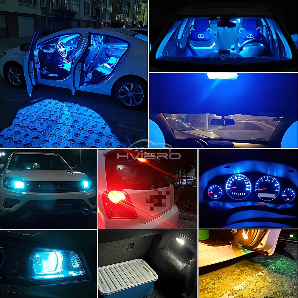 4X Car W5W 194 T10 LED Glass Housing Cob Auto Bulb White Red Blue Yellow Trunk Wedge License Plate Lamp Dome Tail Backup Light