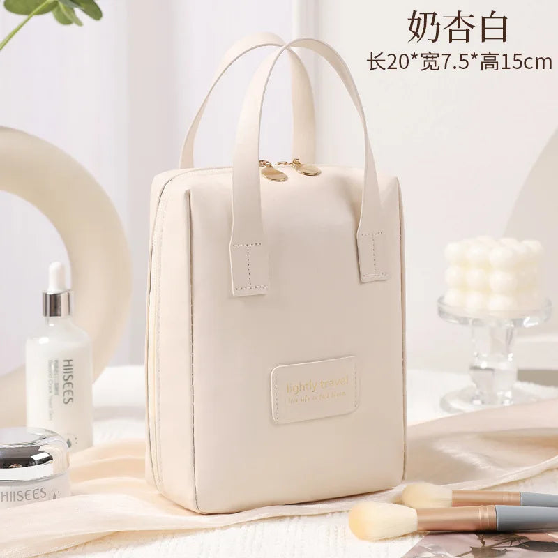 PU Cosmetic Bag Large Capacity Portable Handbag Waterproof Travel Makeup Bag Portable Toiletries Organizer Bathroom Storage Case