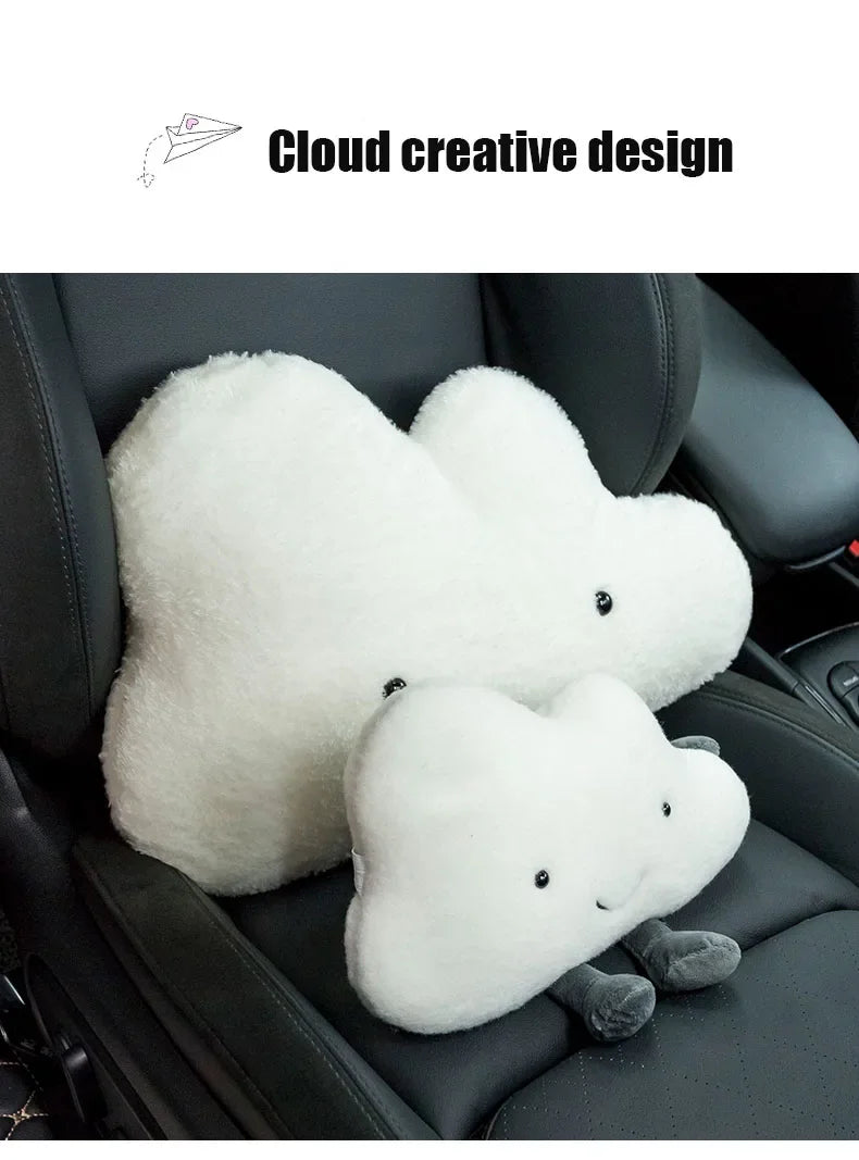 Cute Car Pillow Plush Cushion Car Safety Pillow Automobile Safety Belt Shoulder Pad Universal Vehicle Headrest Waist Cushion