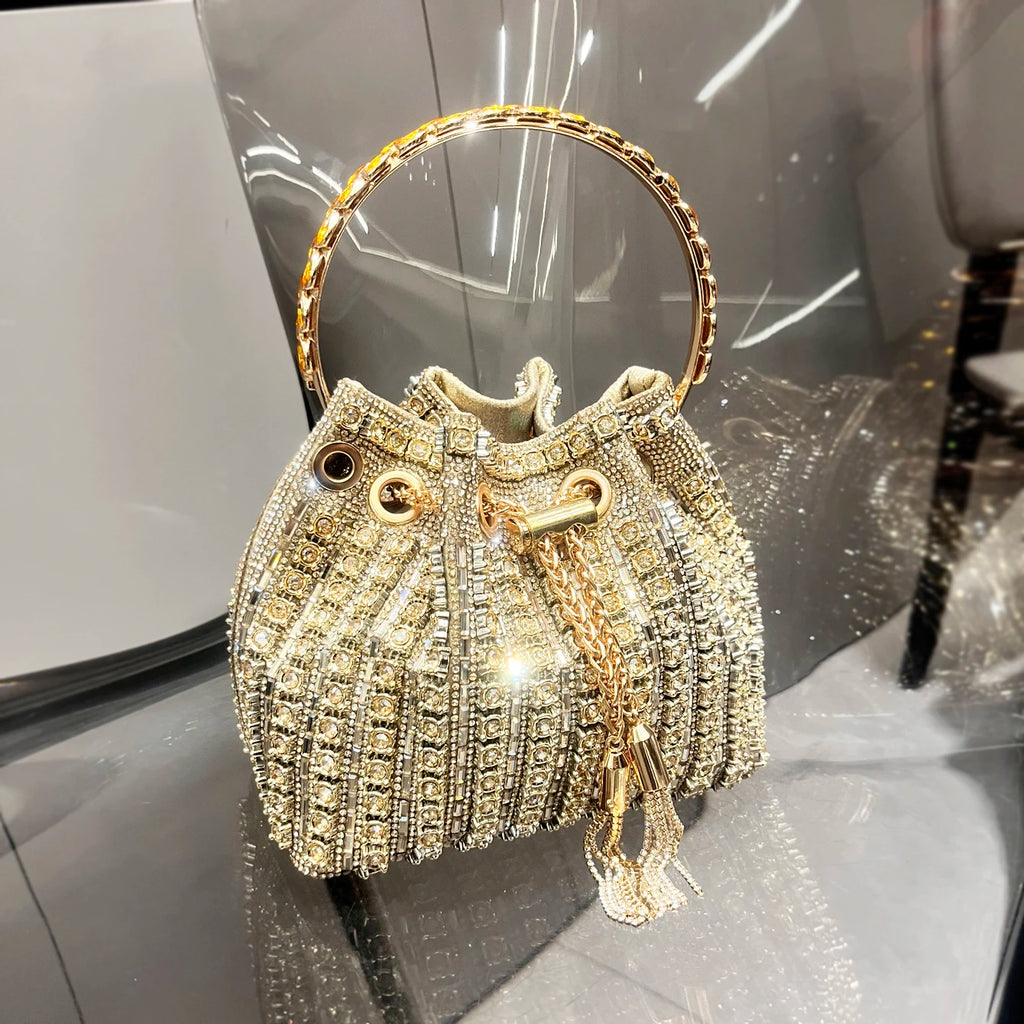 luxury Designer purses and handbags bags for women bucket clutch purse evening banquet bag Crystal rhinestone shoulder bag