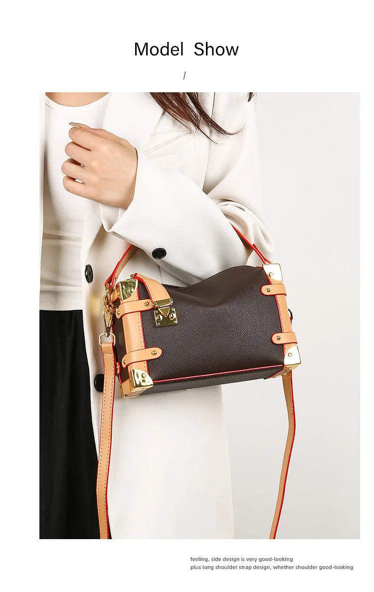 French Luxury Box Bag Mini Square Purse, Multi-Way Shoulder/Crossbody, High-End PU Leather, Compact & Stylish, Elegant Work Bag