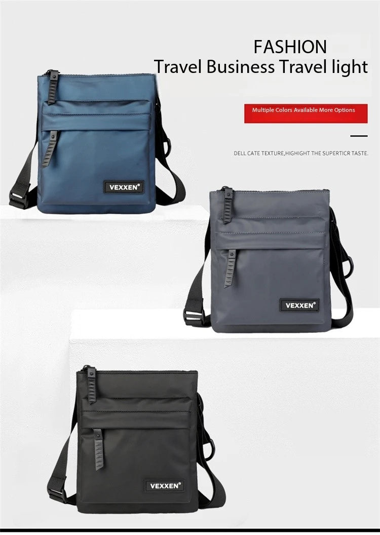 Messenger Sling Bags For Men Casual PU Leather Zipper Crossbody Pouch Simple Mini Crossbody Phone Bag Male Side Shoulder Bag