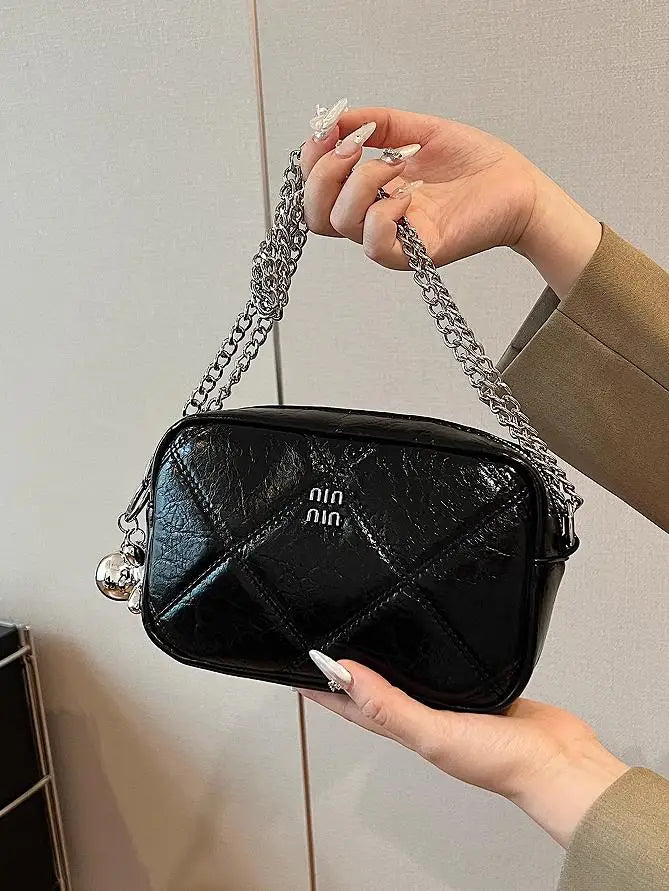 Luxury Silver Bowling Bag Women Top-Handle Bags Luxury Brand Designer's Crossbody Bags Small Lipstick Cosmetics Purses Bolsa