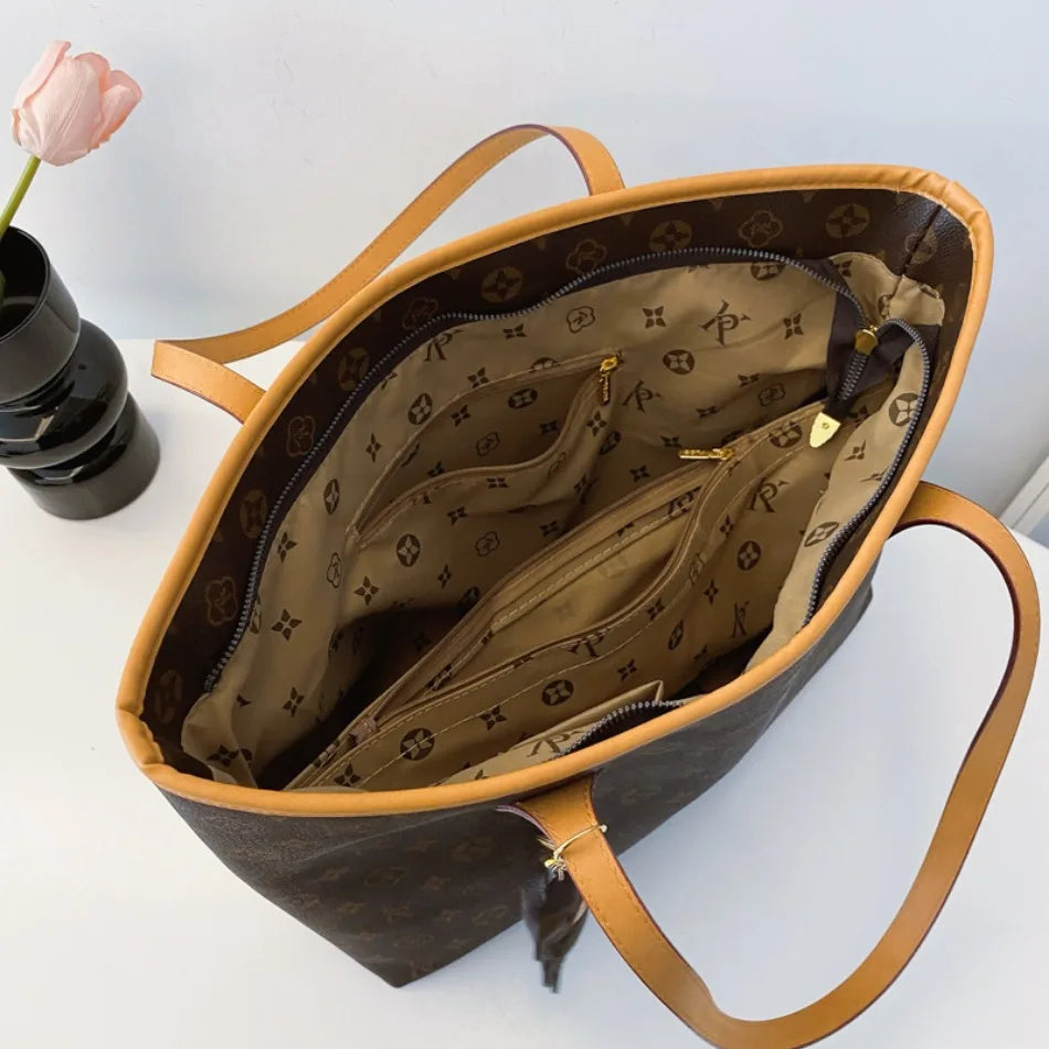 Luxury High Capacity Tote Bags for Women 2024 High Quality Soft Leather Shoulder Bag Designer Female Casual Shopping Handbag Sac