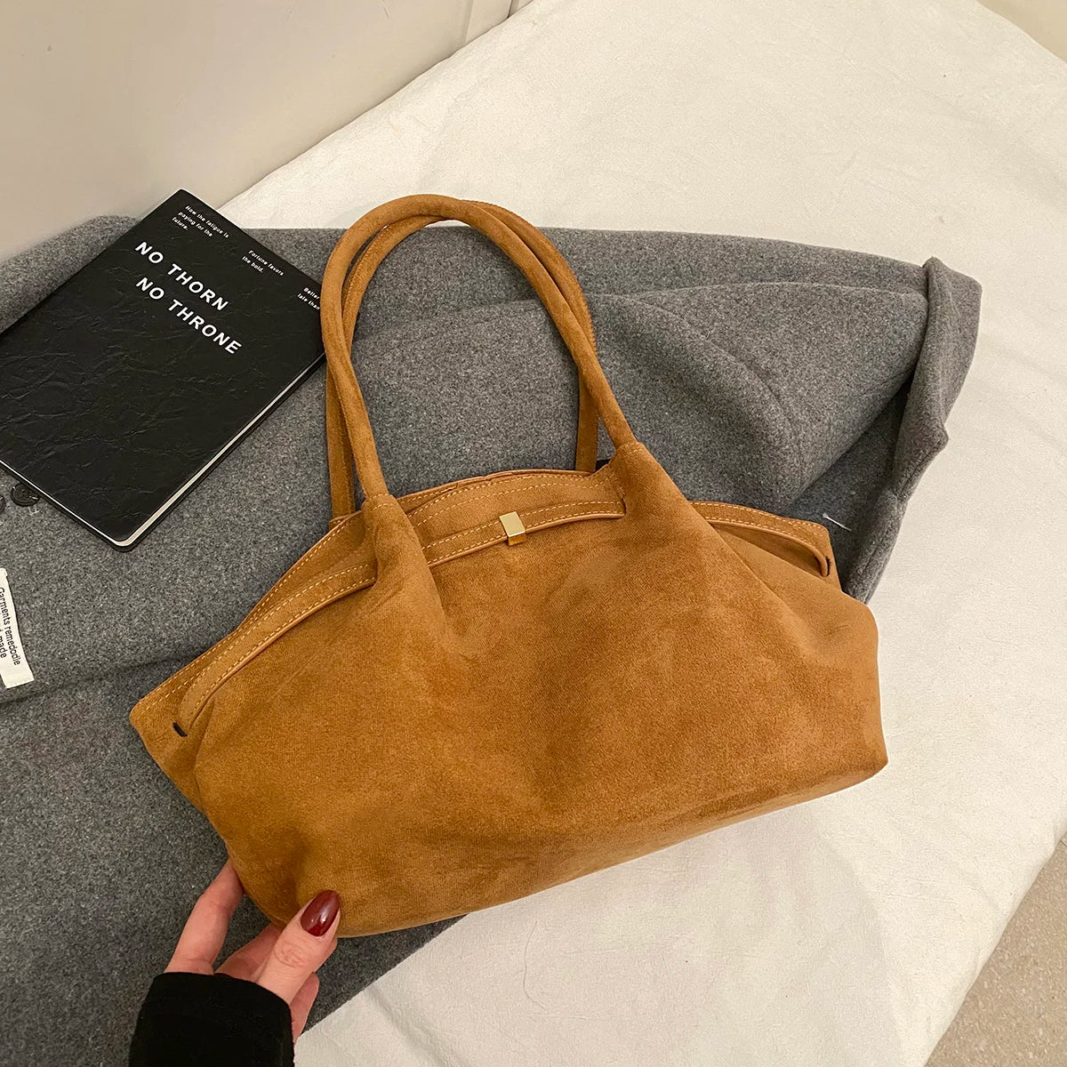 Large Nubuck Leather Tote Bags Ladies Shoulder Bag for Women Autumn Winter New Korean Fashion Y2K Retro Handbags and Purses