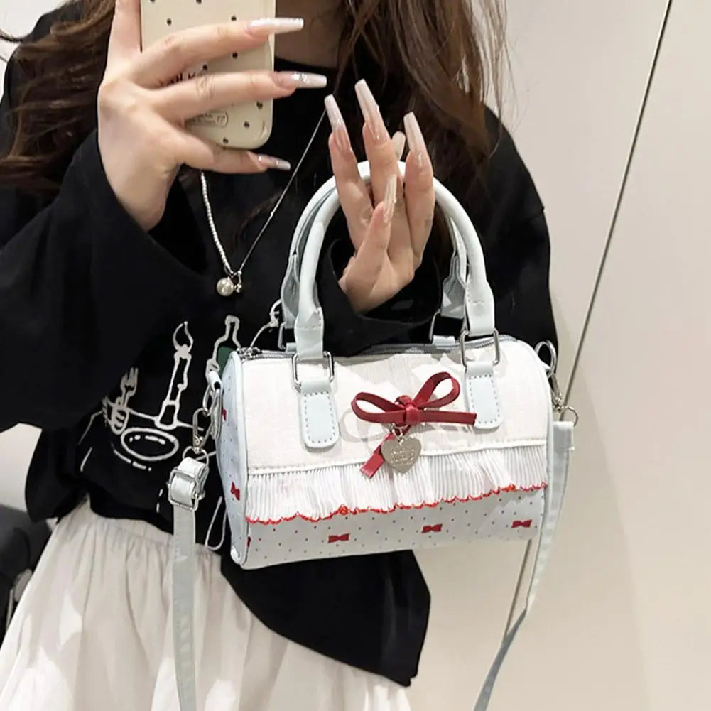 Bow Handbag Large Capacity Waterproof Single Shoulder Bag Adjustable Strap sweet cute Casual shopping Tote Bag