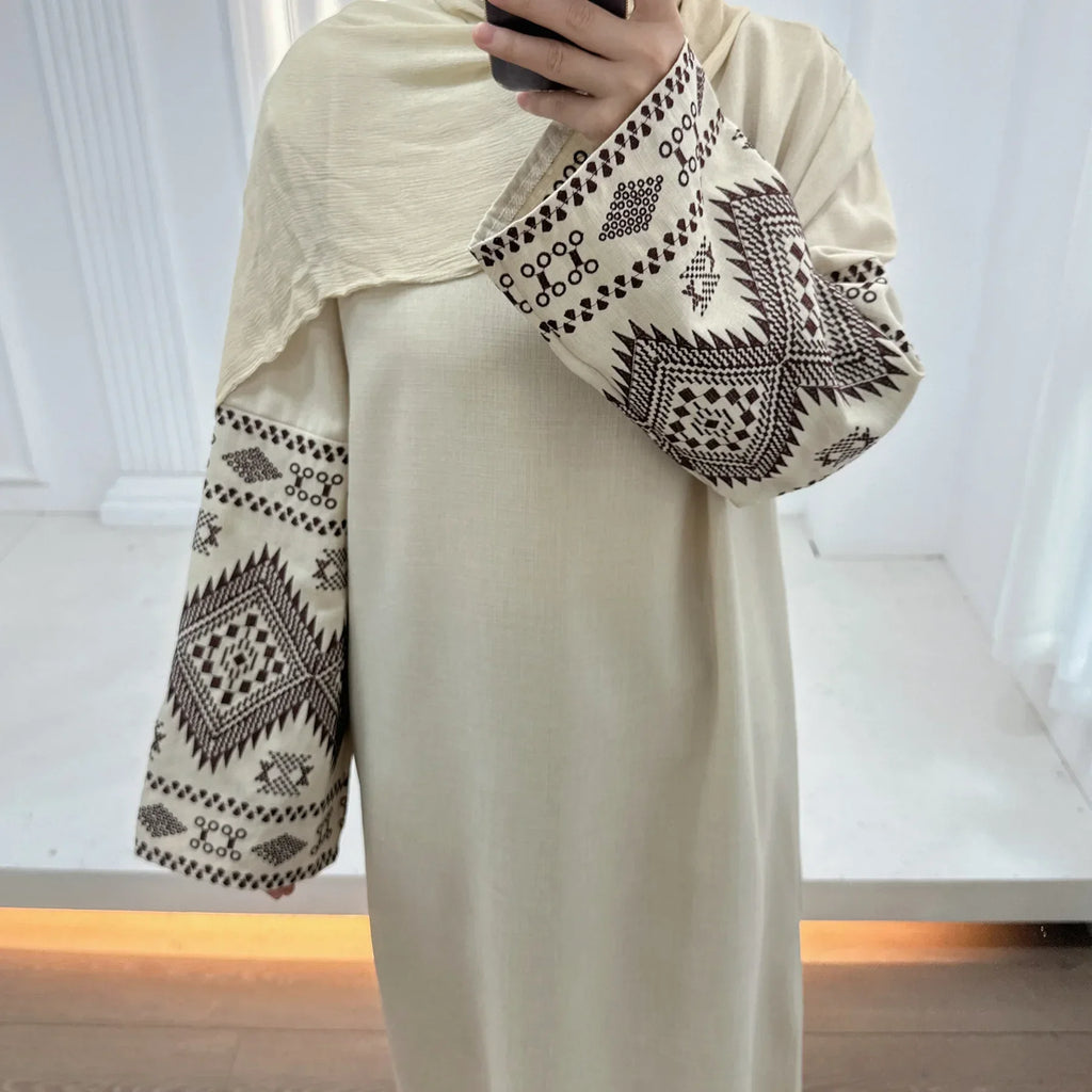 Embroidery Cuff Closed Muslim Abaya Dress for Women Dubai Turkey Islmaic Clothes Eid Ramadan Abayas Adult Black Long Robe Female