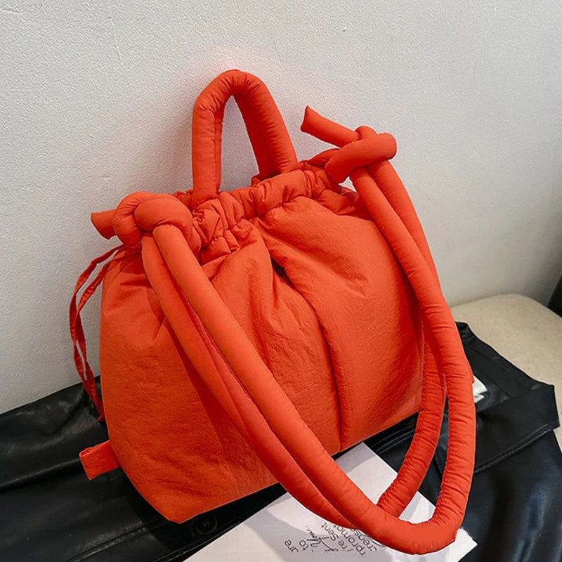 Fashion Casual Large Capacity Puffer Tote Bag Designer Padded Nylon Women Shoulder Bags Handbags Knotted Strap Crossbody Bags