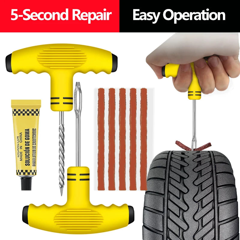 Car Tire Repair Tool Kit Vacuum Tyre patches maintenance special tool with Rubber Strips Glue Auto Bike Motorcycle Puncture Plug