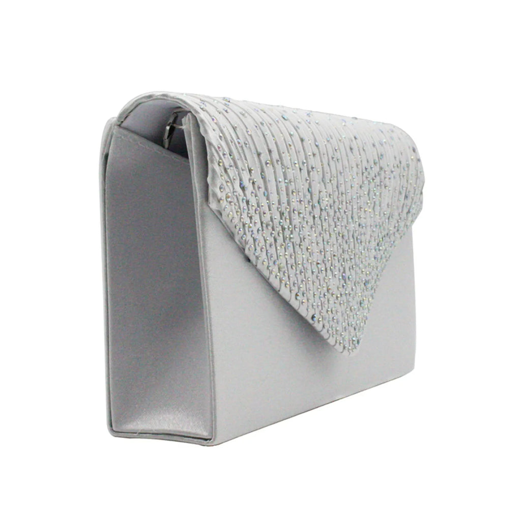 Women's  Luxury Silk Evening Clutch Bag - Elegant Women’s Prom/Wedding Handbag with Detachable Chain Strap & Secure Closure