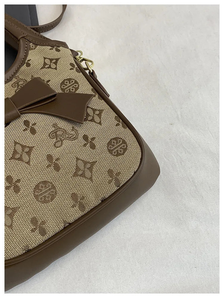 PU Hand-held Bow Bucket Bag Trendy Fashion Shoulder Bag Simple Versatile Women's Bag Commuter