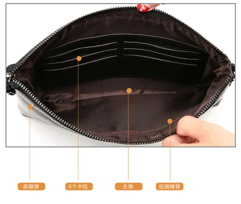 Fashion Brand Design Business Clutch Bag High Quality PU Leather Envelope Bags Casual Travel Men's Wallet Cell Phone Pocket