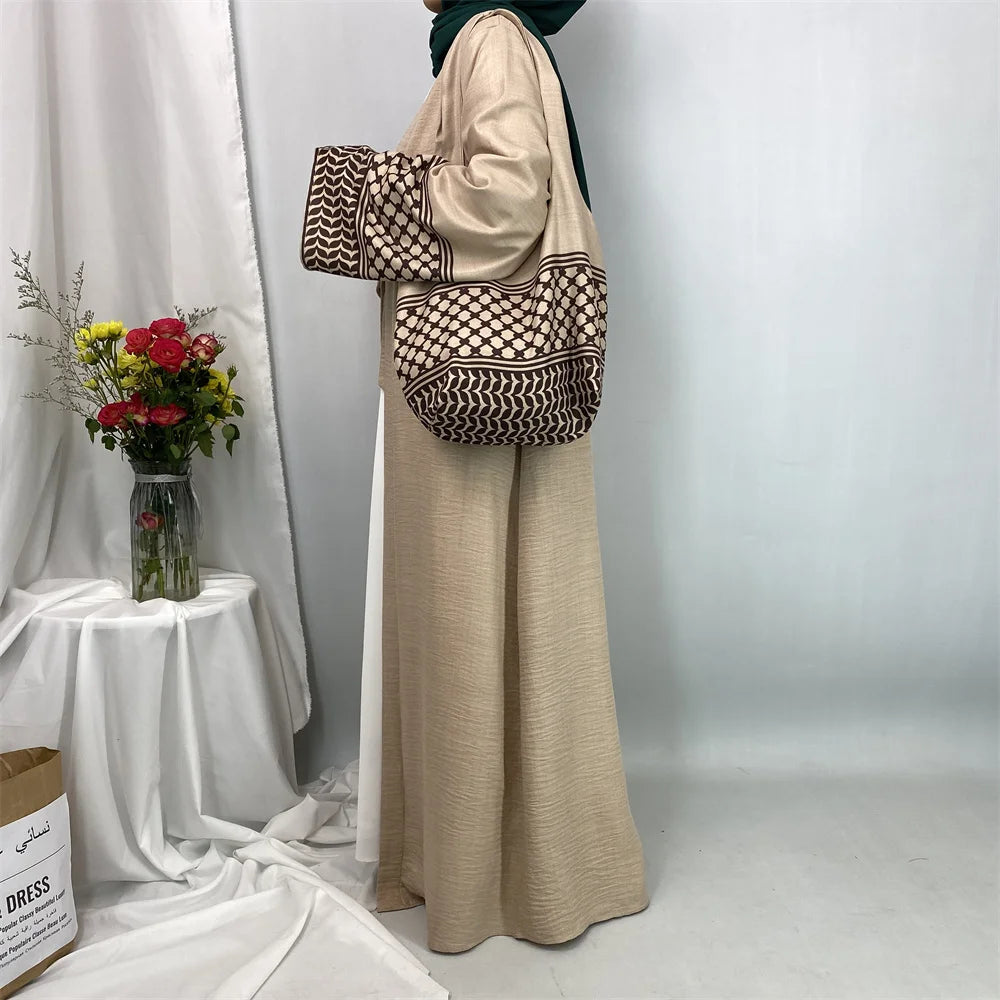 Dubai Elegant Kaftan Modest Dress Abayas Muslim Open Abaya And Bag Women Islam Caftan Marocain Robe Arabe Femme Musulmane
