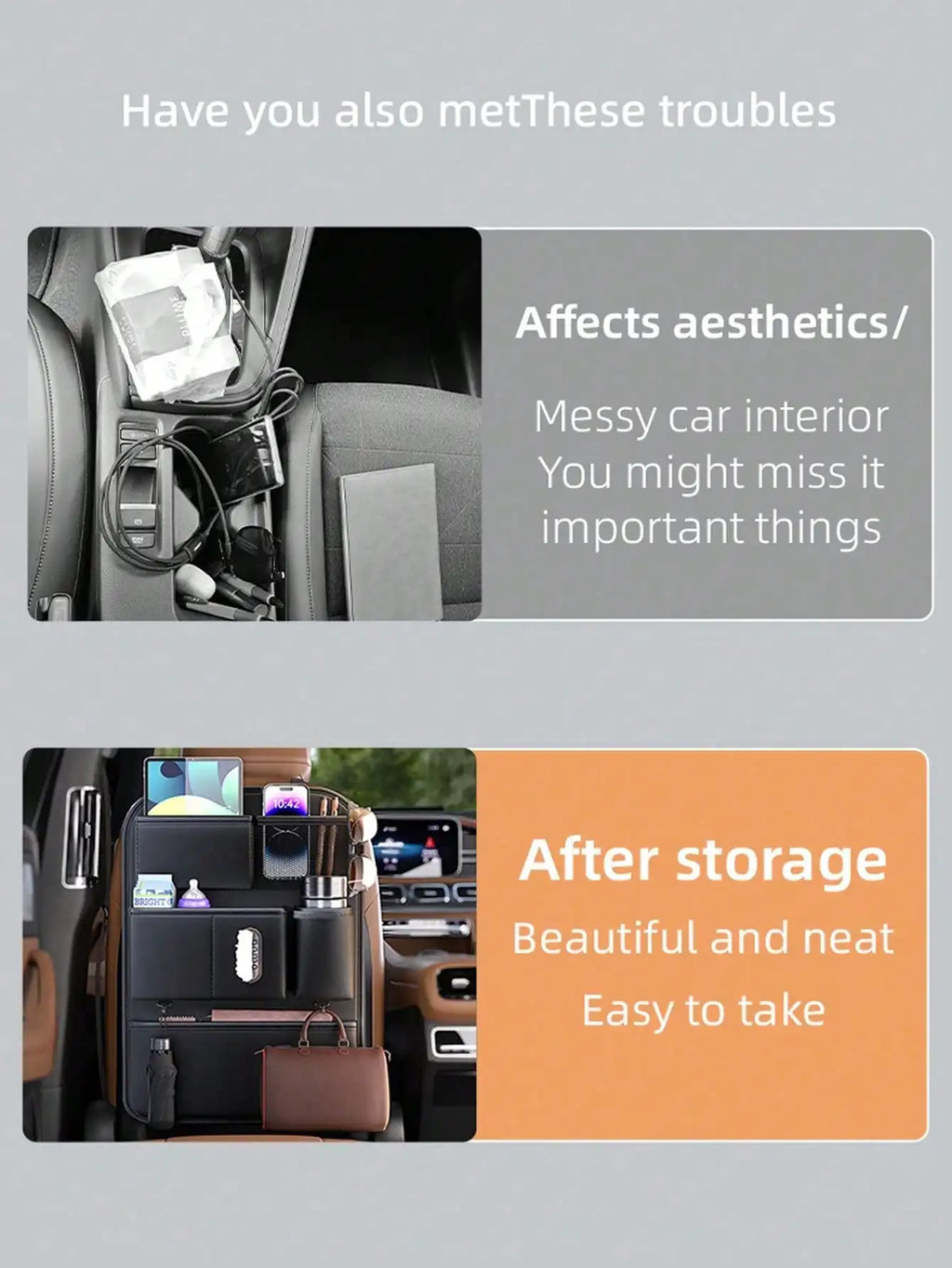 1pc Car Seat Back Organizer, In-Car Seat Back Folding Table, Multi-Functional Storage Box, Storage Supplies