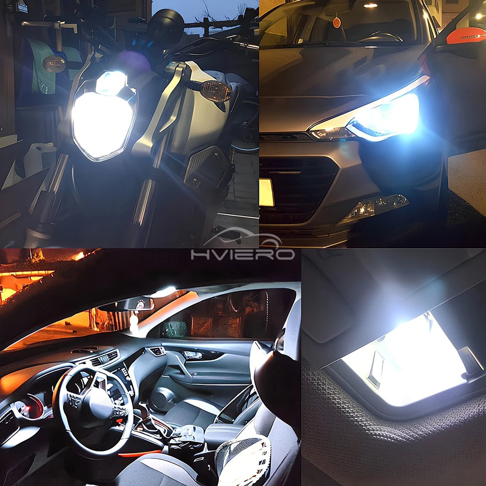 4X Car W5W 194 T10 LED Glass Housing Cob Auto Bulb White Red Blue Yellow Trunk Wedge License Plate Lamp Dome Tail Backup Light