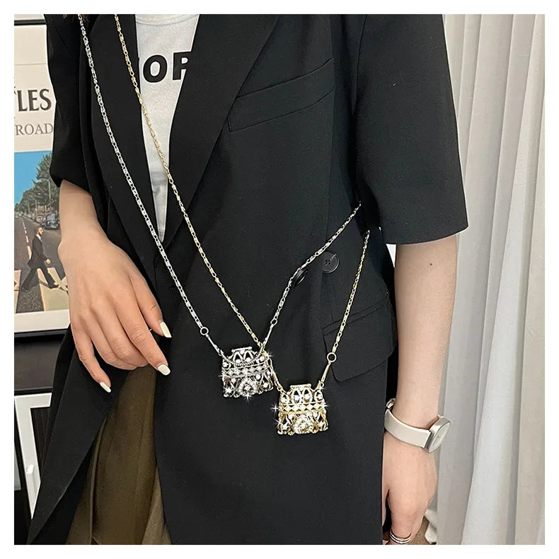 Female Ring Evening Bags Metal Gold/Sliver Rhinestone Round Ball Handbags Elegant Luxury Clutch Purse Small Wedding Wallets