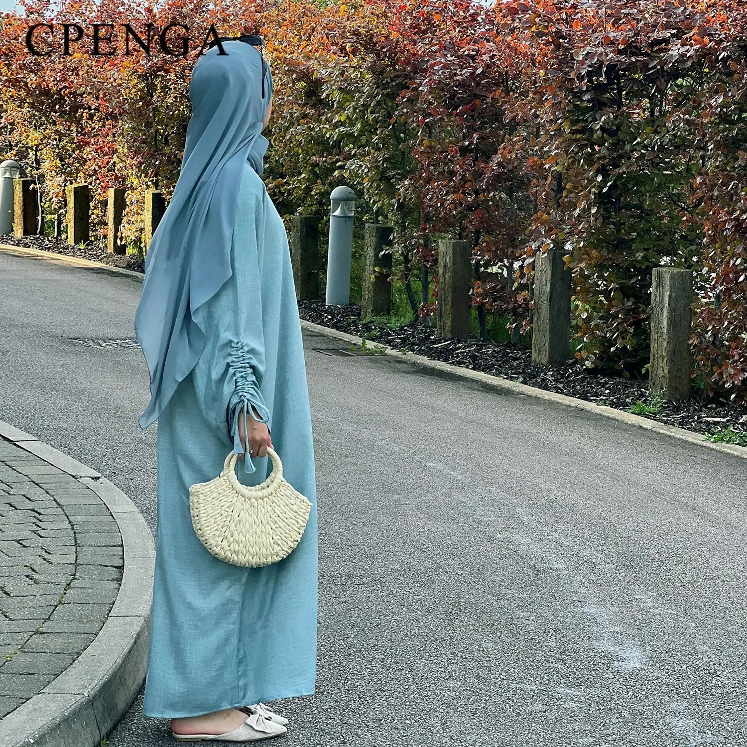 2024 Saudi Arabia Muslim Women Modest Dress Eid Dubai Plain Abaya Islamic Holiday Party Solid Turkey Lace-up Cuffs Long Clothes