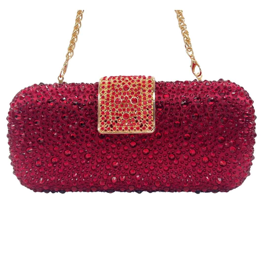 Luxury Evening Bag for Women Fashion Small Clutch Rhinestone Handbag Vintage Beaded Polyester Fiber Hard Shell Handbag