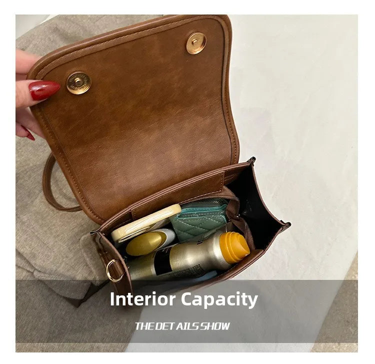 Casual Retro Large Capacity Women's Backpack Fashionable Versatile Stylish Satchel Crossbody Bag New Black City Simple Style PU