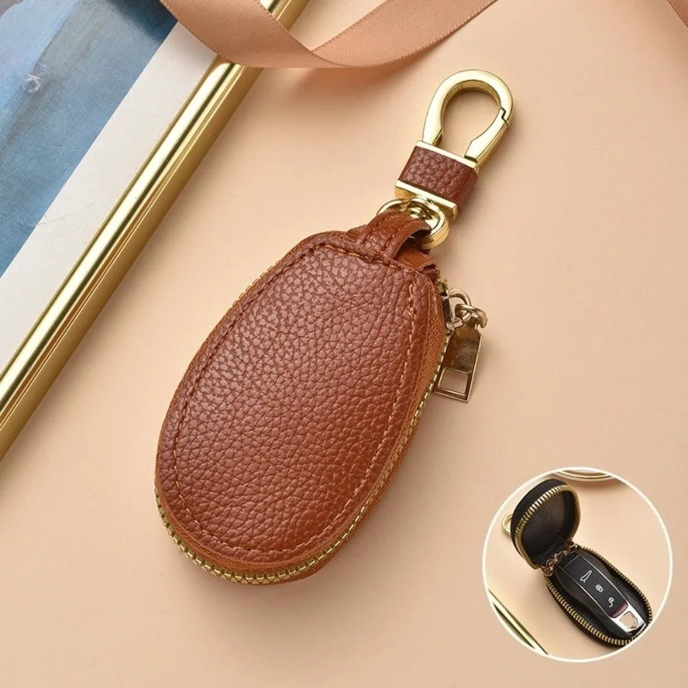 Luxury Car Key Bag Large Capacity Zipper Closure Mini Storage Bag Organizer Protection Cover Keychain Holder Travel Essential