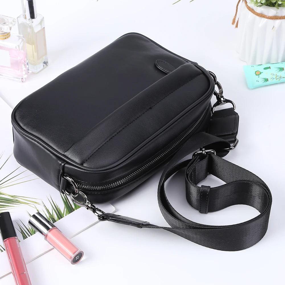 Luxury Business Shoulder Bag for Men Design Plaid PU Leather Messenger Crossbody Bag Casual Zipper Small Square Sling Bag Pouch