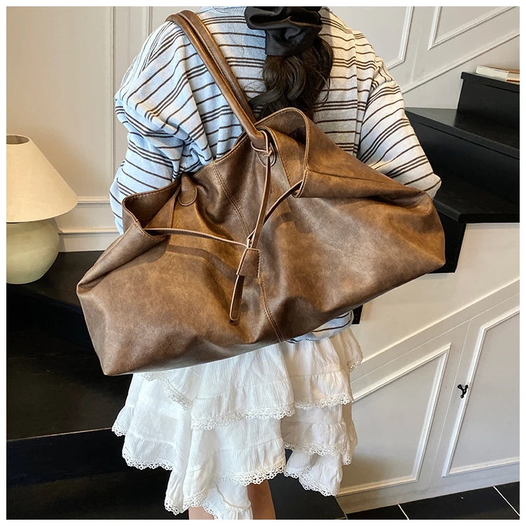 Women's Tote Bag, Large Capacity Soft Leather Shoulder Bag, Retro Casual Handbag, Perfect for Commuting Handbags Travel Bag