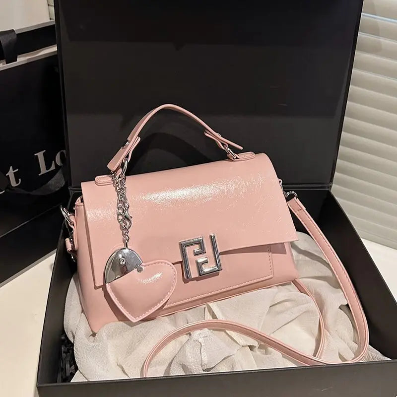 New Women's Handbag Mini Square Bag Commuter Single Shoulder Pink Polyester Casual Style Fashion Element Sewing Line