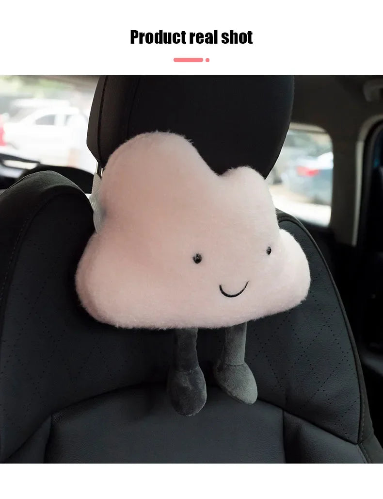 Cute Car Pillow Plush Cushion Car Safety Pillow Automobile Safety Belt Shoulder Pad Universal Vehicle Headrest Waist Cushion