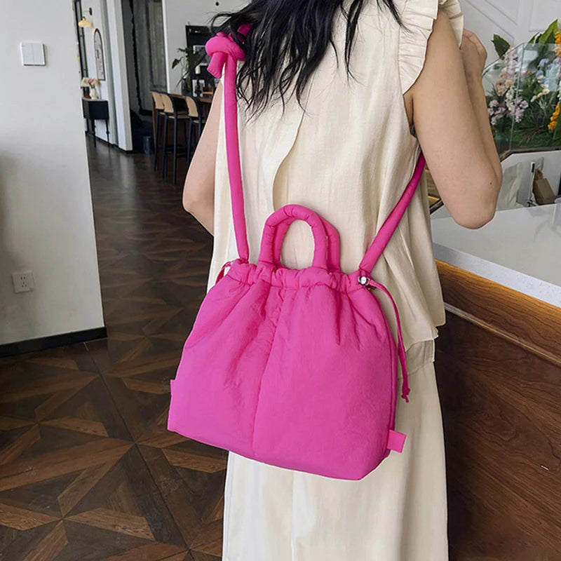 Fashion Casual Large Capacity Puffer Tote Bag Designer Padded Nylon Women Shoulder Bags Handbags Knotted Strap Crossbody Bags
