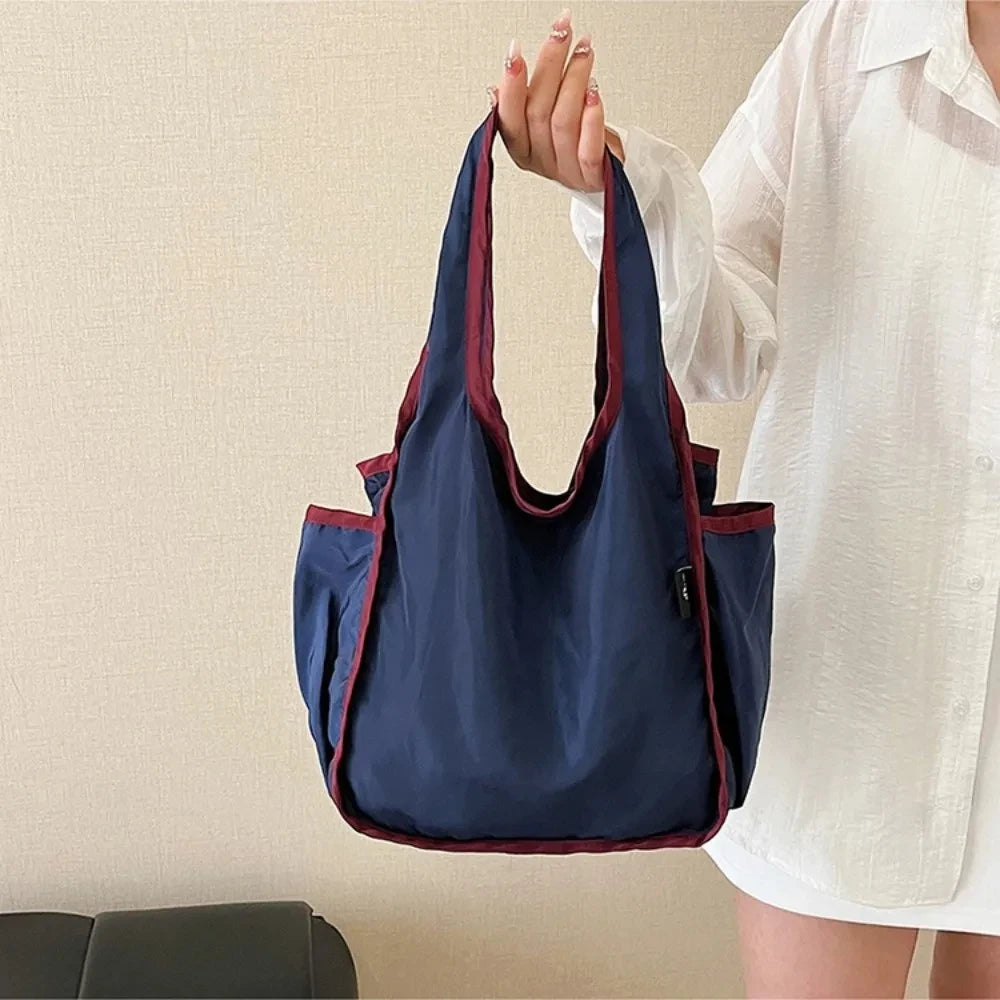Large Capacity Lady Tote Bag Foldable Thickening Shopping Bag Lightweight Handbag Double-layer Shoulder Bag for Women
