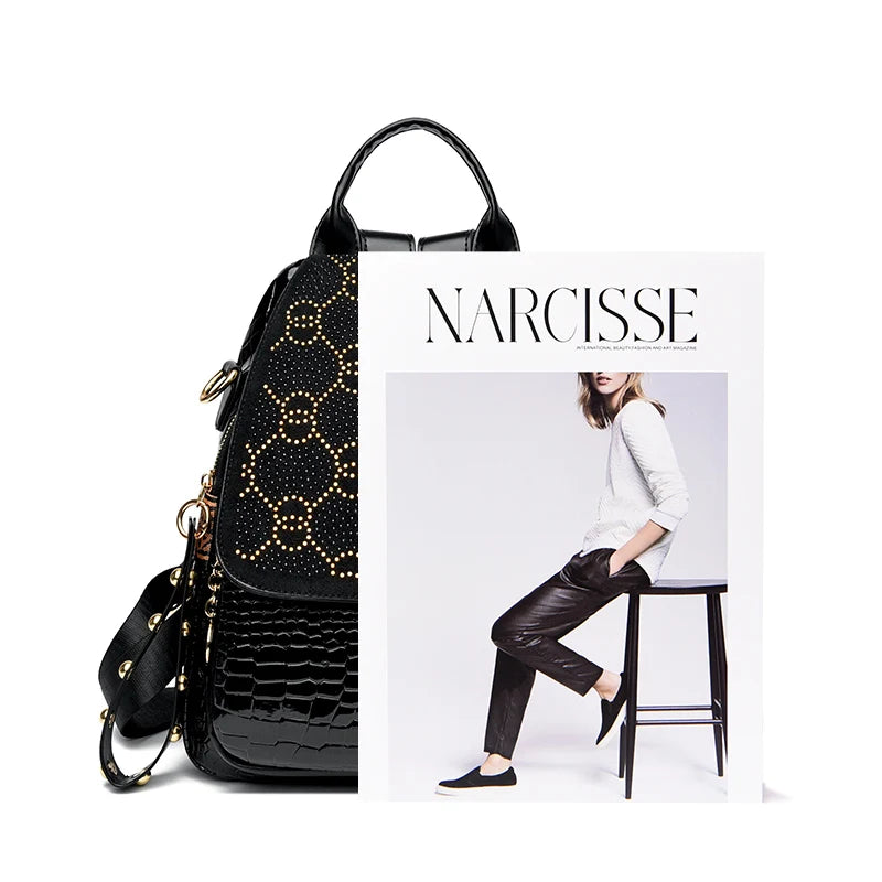 Luxury Oil Wax Leather Backpack for Women, Large Capacity Fashion Shoulder Bag, Stylish Casual Travel Daypack, Durable &Rucksack