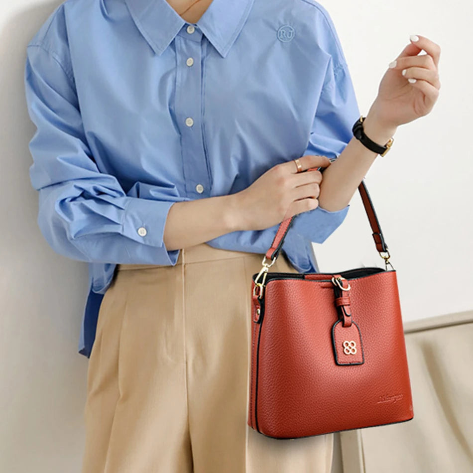 Luxury Designer High Quality Leather Women's Handbag Purses 3 Layers Multifunctional Ladies Shoulder Messenger Bags Sac Femme