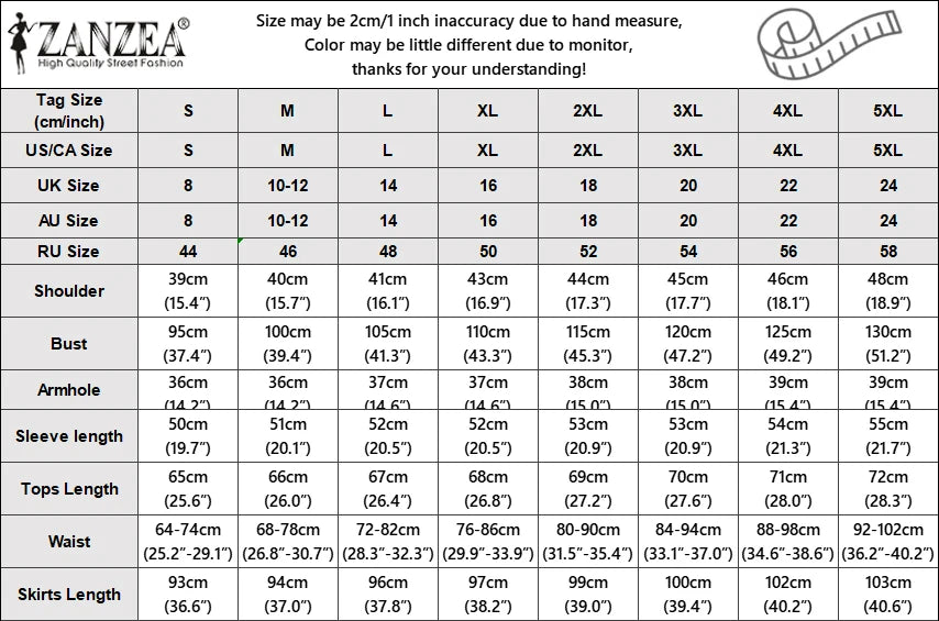 Fashion Muslim Sets Women 2PCS Outfits ZANZEA Elegant Long Sleeve Blouse Dress Suits Casual Solid Tracksuits Loose Matching Sets