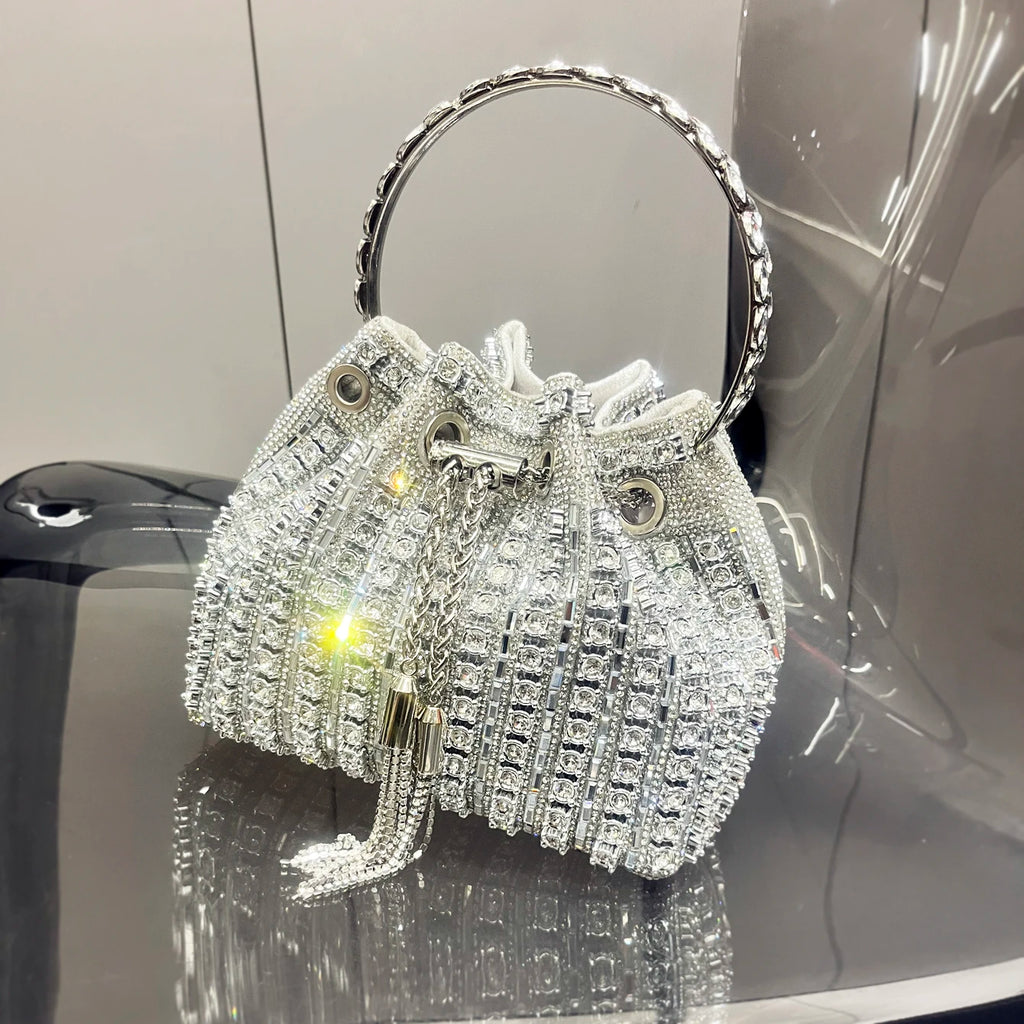 luxury Designer purses and handbags bags for women bucket clutch purse evening banquet bag Crystal rhinestone shoulder bag