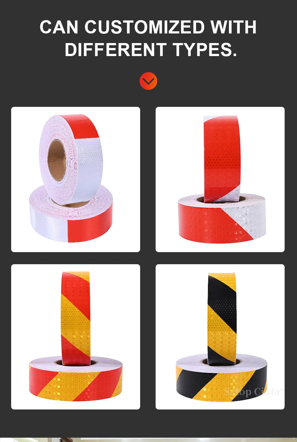 Twill Reflective Tape 5cm*25m Left Right Strips Red White Reflectors Stickers Waterproof Self-Adhesive Safety Conspicuity Decals