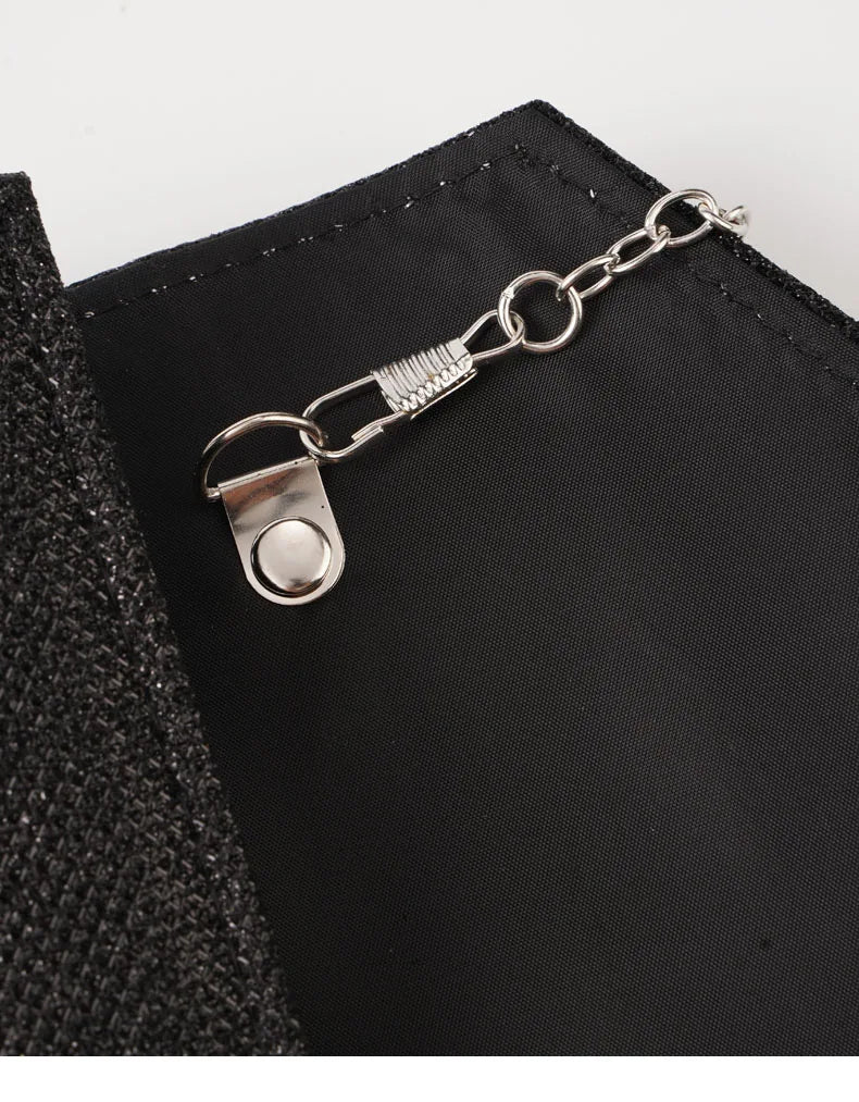 Women Envelope Evening Bag Glitter Ladies Chain Shoulder Bags Shiny Silver Long Purse Female Wedding Party Clutches Mini Handbag