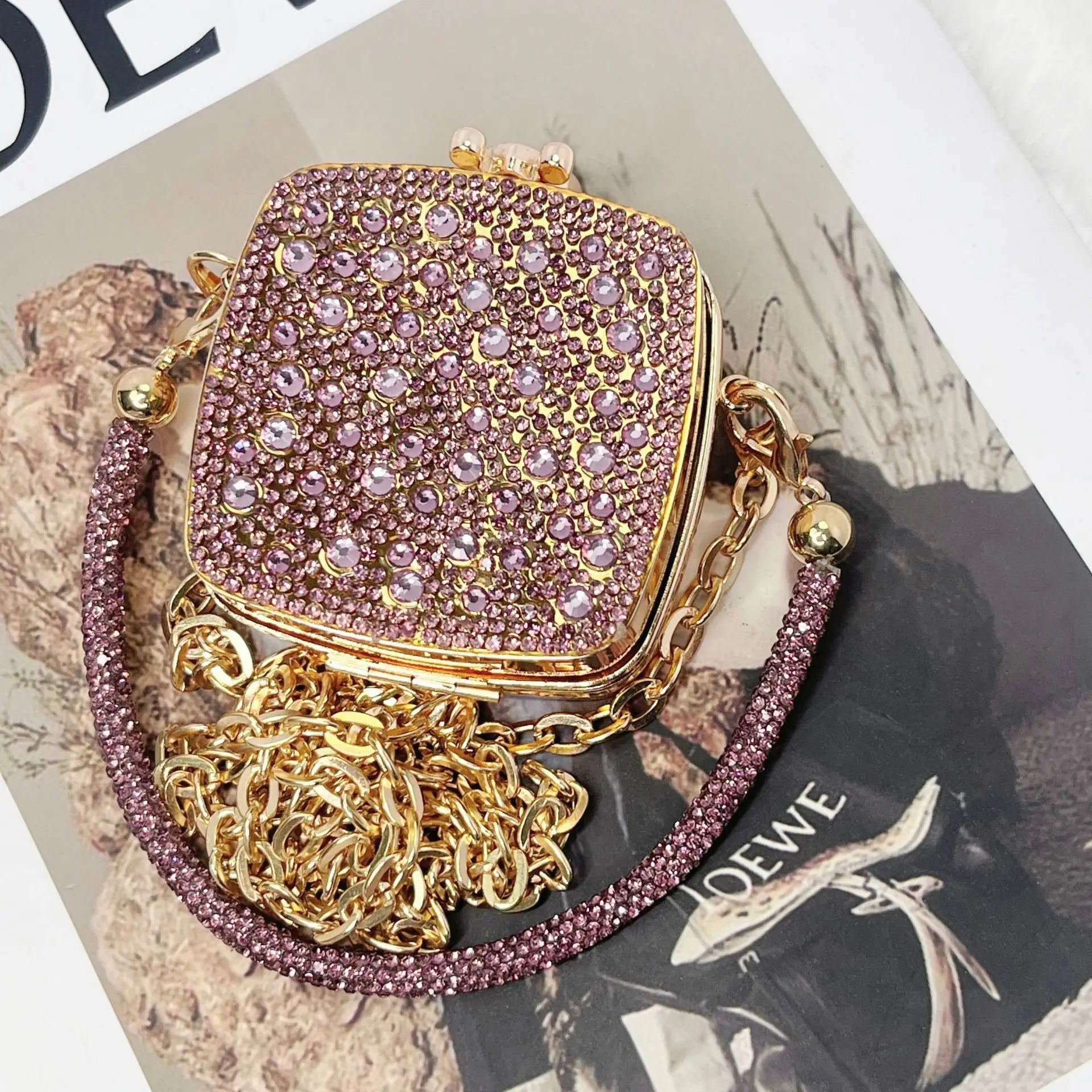 Banquet Bag for Women High-quality Acrylic Shoulder Bag with Mirror Designer Full Diamond Mini Crossbody Bag Cute Lipstick Bag