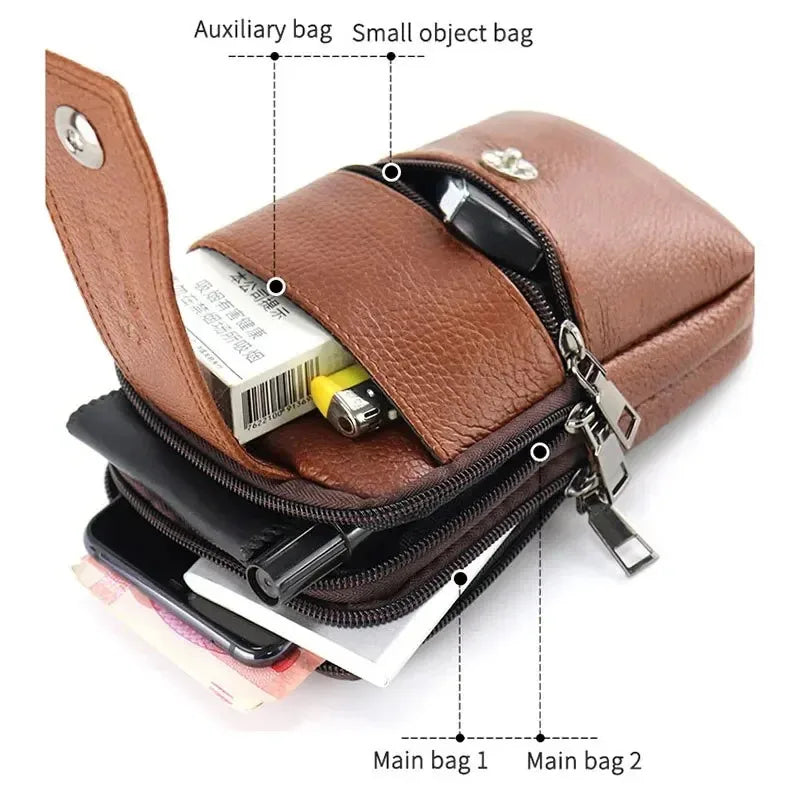 New Men's Large Capacity Mobile Phone Belt Bag Multi functional Waterproof Belt Waist Bag
