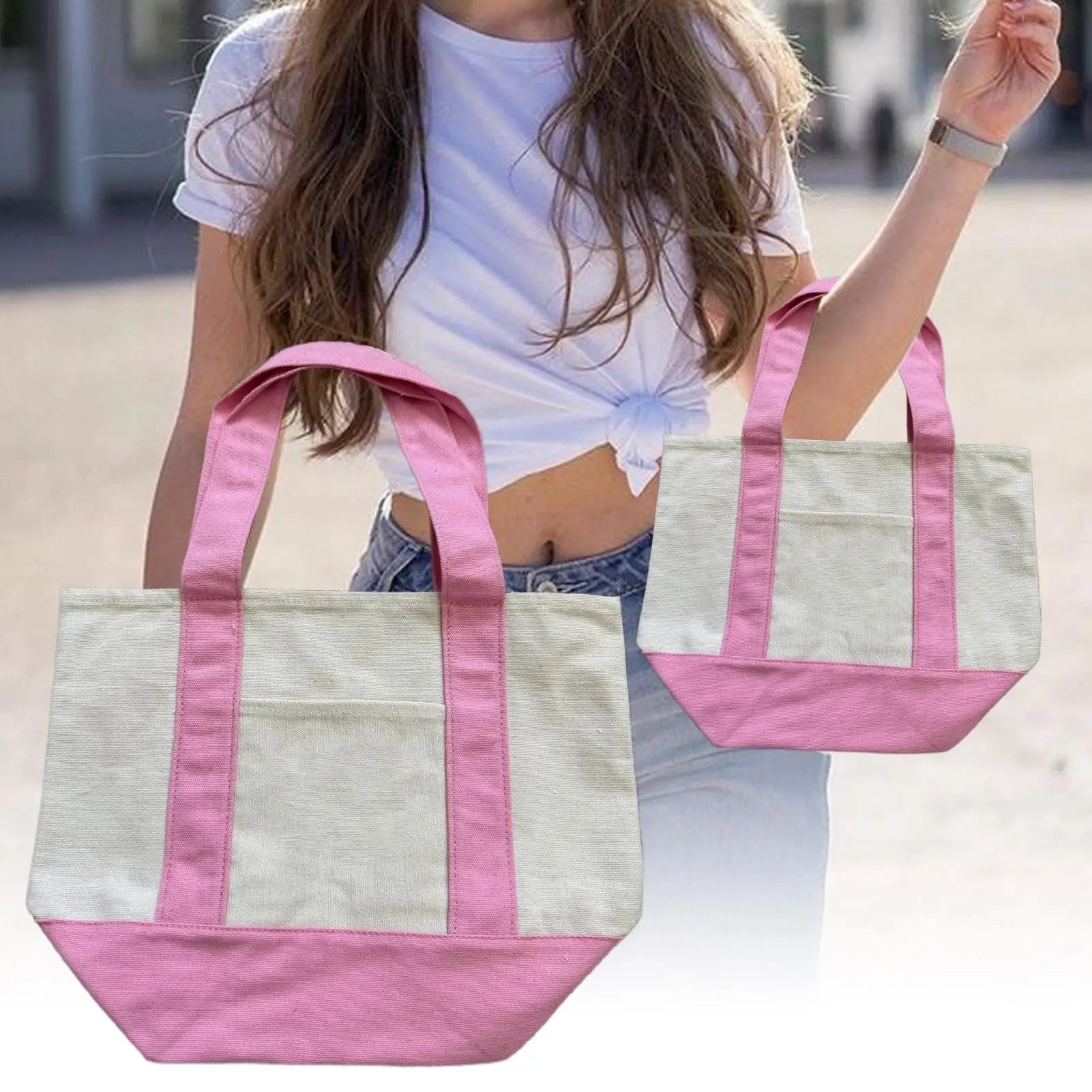 Canvas Tote Bag Large Canvas Tote Bags Reusable Grocery Carrier Fashionable Shopping Pouch For Camping  Single Shoulder Bags