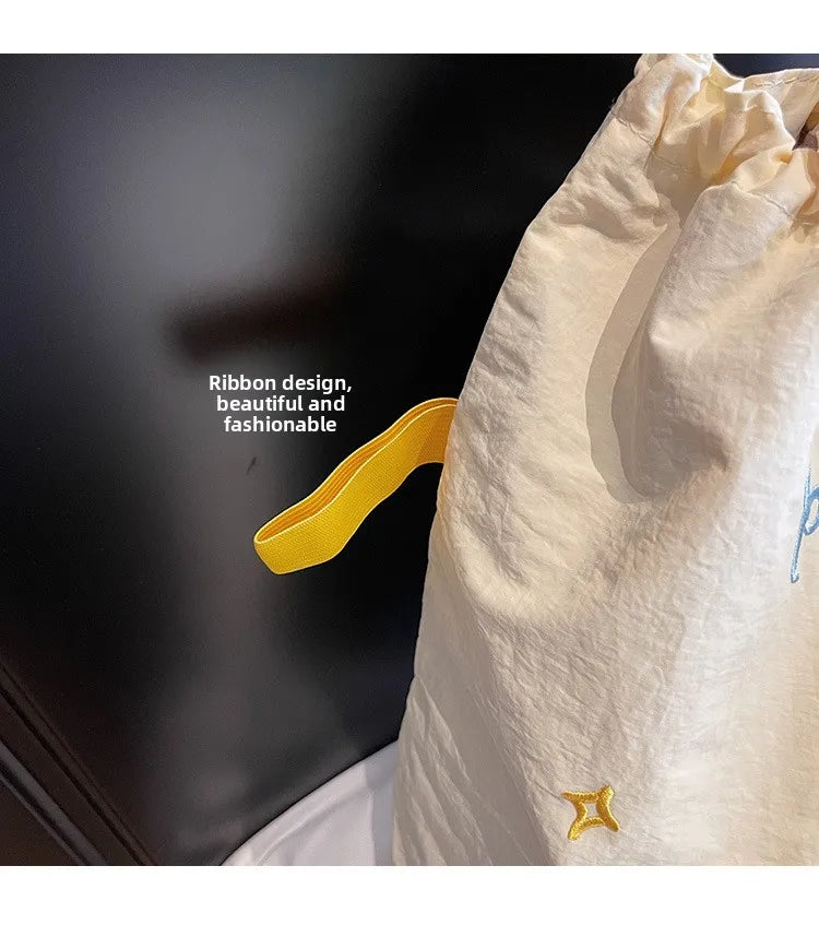 Leisure Large Capacity Single Shoulder Bag Trendy Embroidered Nylon Tote Bag School Style Sweet Handle Bag