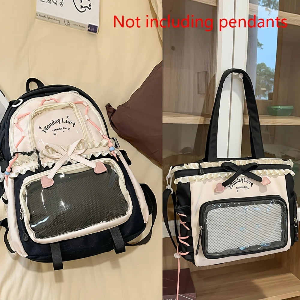 Women's Bag Set Two-Piece Pain Bag Back to School Season Back to School Season Backpack Lace Lightweight Cute Backpack