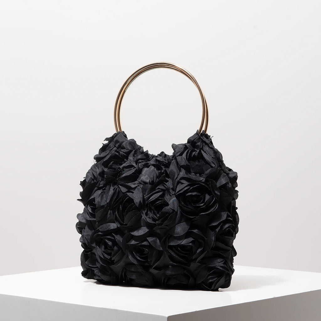 Luxury Rose Flower Tote Bags for Ladies， Prom Dresses for Women， Bag for Women Elegant， Wedding Items， Party Bag（Random Pattern）