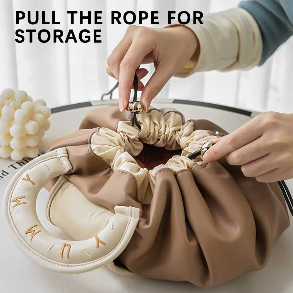 Portable Makeup Bag for Daily Use Fashion Women Large Capacity Travel Toiletry Bags Ladies Drawstring Cosmetic Storage Pouch