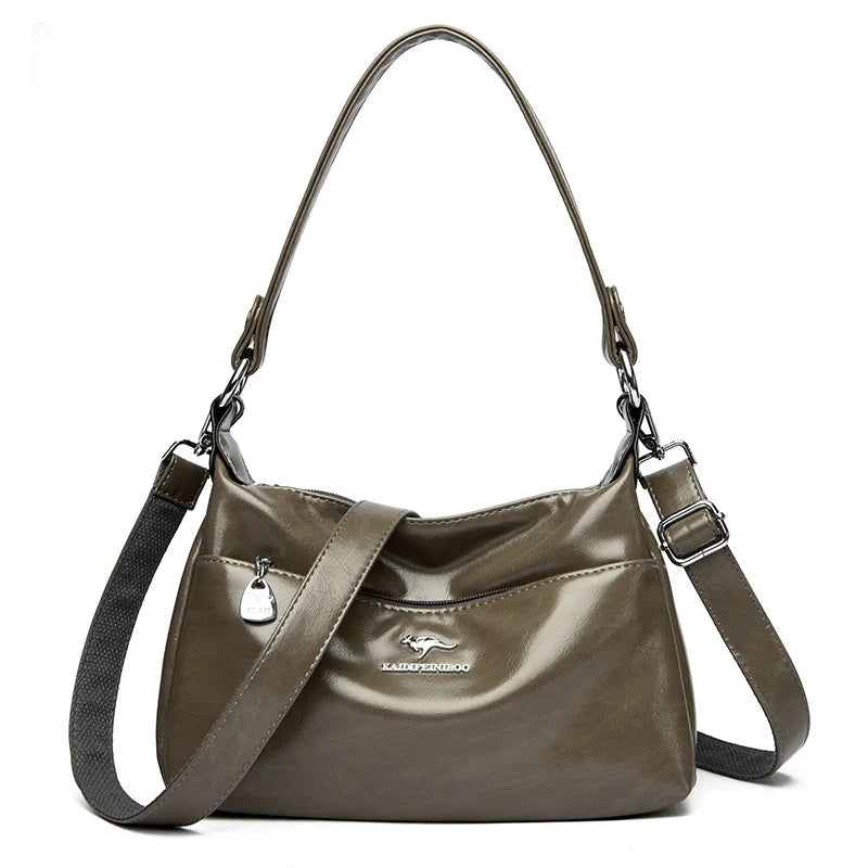 New Messenger Bags Women Fashion Handbags Retro Solid Color PU Leather Shoulder Underarm Bag Casual Women Handbags Designer Bag