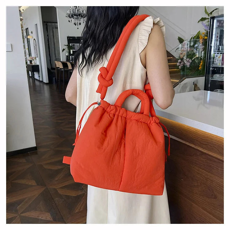 Women Shoulder Crossbody Bags Casual Nylon Padded Tote Bag Designer Soft Puffer Simple Vintage Large Capacity Handbags