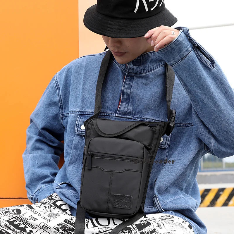 New Nylon Men Drop Leg Bag Fanny Pack Motorcycle Riding Casual Shoulder Cross Body Thigh Male Hip Belt Waist Bags Cafe Racer