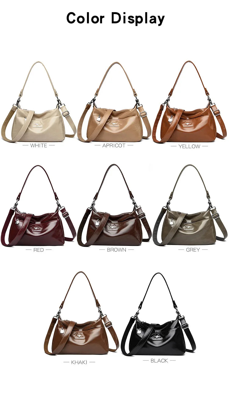 New Messenger Bags Women Fashion Handbags Retro Solid Color PU Leather Shoulder Underarm Bag Casual Women Handbags Designer Bag