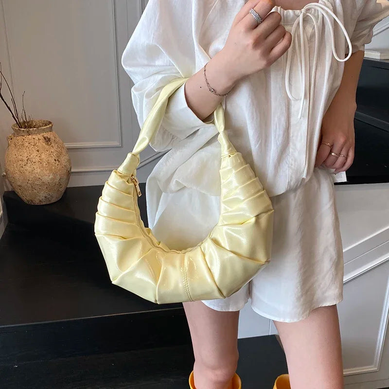 Silver Handbags Women Dumpling Shoulder Bag Fashion Luxury Ladies Hobos Bags High Capacity Female Tote Bag Black