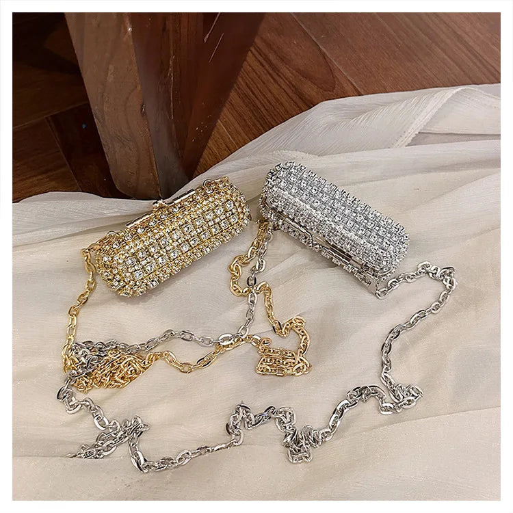 Mini Evening Bags for Women 2025 New Fashion Diamonds Shoulder Bag Ladies Luxury Cute Chain Party Lipstick Crossbody Bag Woman